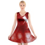 Cherry Cream Sky V-Neck Sleeveless Dress