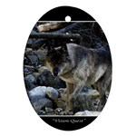 Vision Quest Grey Wolf Ornament (Oval)