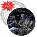 Vision Quest Grey Wolf 3  Button (10 pack)