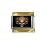 skull 3d Gold Trim Italian Charm (9mm)