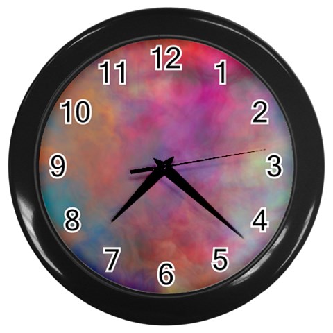 Rainbow Clouds Wall Clock (Black) from ArtsNow.com Front