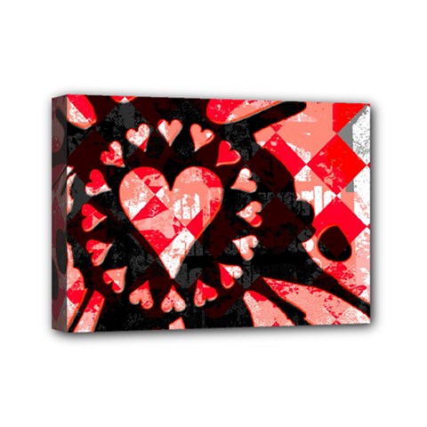 Love Heart Splatter Mini Canvas 7  x 5  (Stretched) from ArtsNow.com