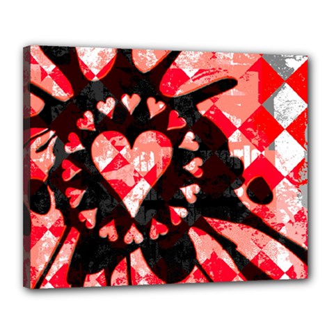 Love Heart Splatter Canvas 20  x 16  (Stretched) from ArtsNow.com