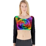 Psychedelic Rainbow Spiral  Long Sleeve Crop Top (Tight Fit)