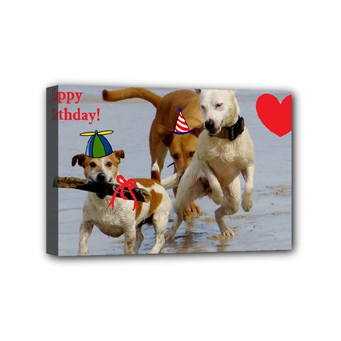 Birthday Dogs Mini Canvas 6  x 4  (Stretched) from ArtsNow.com