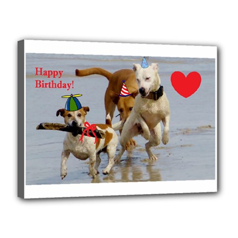 Birthday Dogs Canvas 16  x 12  (Stretched) from ArtsNow.com