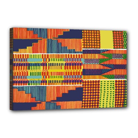 Bright Kente Canvas 18  x 12  (Stretched) from ArtsNow.com