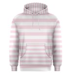 Horizontal Stripes - White and Piggy Pink Men s Pullover Hoodie