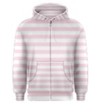Horizontal Stripes - White and Piggy Pink Men s Zipper Hoodie