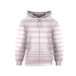 Horizontal Stripes - White and Piggy Pink Kid s Zipper Hoodie