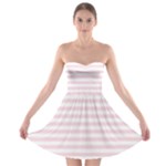 Horizontal Stripes - White and Piggy Pink Strapless Bra Top Dress