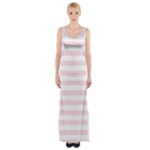Horizontal Stripes - White and Piggy Pink Maxi Thigh Split Dress