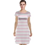 Horizontal Stripes - White and Piggy Pink Cap Sleeve Nightdress