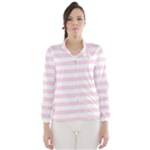 Horizontal Stripes - White and Piggy Pink Wind Breaker (Women)