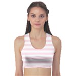 Horizontal Stripes - White and Piggy Pink Women s Sports Bra