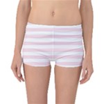 Horizontal Stripes - White and Piggy Pink Boyleg Bikini Bottoms