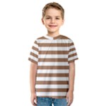 Horizontal Stripes - White and French Beige Kid s Sport Mesh Tee