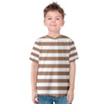 Horizontal Stripes - White and French Beige Kid s Cotton Tee