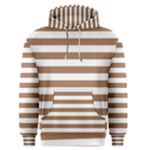 Horizontal Stripes - White and French Beige Men s Pullover Hoodie