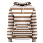 Horizontal Stripes - White and French Beige Women s Pullover Hoodie