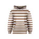 Horizontal Stripes - White and French Beige Kid s Pullover Hoodie