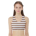 Horizontal Stripes - White and French Beige Women s Reversible Sports Bra with Border