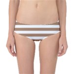 Horizontal Stripes - White and French Beige Classic Bikini Bottoms