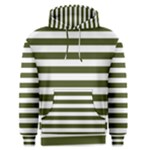 Horizontal Stripes - White and Army Green Men s Pullover Hoodie