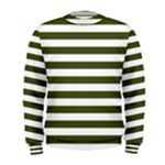 Horizontal Stripes - White and Army Green Men s Sweatshirt