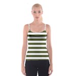 Horizontal Stripes - White and Army Green Spaghetti Strap Top
