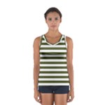 Horizontal Stripes - White and Army Green Women s Sport Tank Top