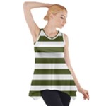 Horizontal Stripes - White and Army Green Side Drop Tank Tunic