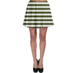 Horizontal Stripes - White and Army Green Skater Skirt