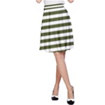 Horizontal Stripes - White and Army Green A-Line Skirt