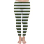 Horizontal Stripes - White and Army Green Winter Leggings