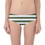 Horizontal Stripes - White and Army Green Classic Bikini Bottoms