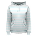Horizontal Stripes - White and Bubbles Cyan Women s Pullover Hoodie