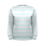 Horizontal Stripes - White and Bubbles Cyan Women s Sweatshirt
