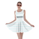 Horizontal Stripes - White and Bubbles Cyan Skater Dress