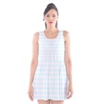 Horizontal Stripes - White and Bubbles Cyan Scoop Neck Skater Dress