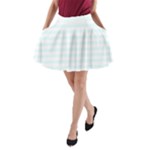 Horizontal Stripes - White and Bubbles Cyan A-Line Pocket Skirt