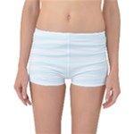 Horizontal Stripes - White and Bubbles Cyan Reversible Boyleg Bikini Bottoms