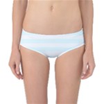 Horizontal Stripes - White and Bubbles Cyan Classic Bikini Bottoms