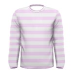 Horizontal Stripes - White and Pale Thistle Violet Men s Long Sleeve T-shirt