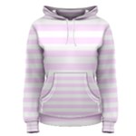 Horizontal Stripes - White and Pale Thistle Violet Women s Pullover Hoodie