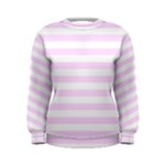 Horizontal Stripes - White and Pale Thistle Violet Women s Sweatshirt