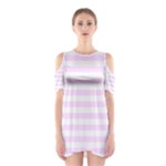 Horizontal Stripes - White and Pale Thistle Violet Women s Cutout Shoulder Dress
