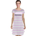 Horizontal Stripes - White and Pale Thistle Violet Cap Sleeve Nightdress
