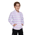 Horizontal Stripes - White and Pale Thistle Violet Wind Breaker (Kids)