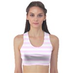 Horizontal Stripes - White and Pale Thistle Violet Women s Sports Bra